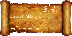 Balsai Abbás névjegykártya